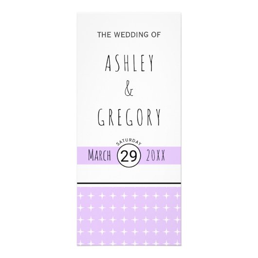 Programme de mariage à la typographie lavande dess (Devant)