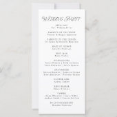 Programme de mariage à la typographie noire élégan (Dos)