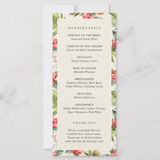 Programme de mariage à la verdure et à l'ananas tr (Dos)