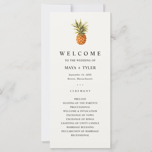 Programme de mariage à la verdure et à l'ananas tr (Devant)