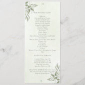 Programme de mariage à la verdure sage moderne en (Dos)