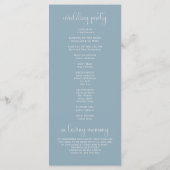 Programme de mariage à la vigne de rose bleue pous (Dos)