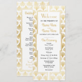 Programme de mariage à l'aquarelle Art déco or des (Devant / Derrière)