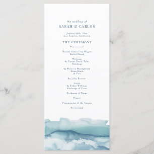 Programme de mariage à l'aquarelle bleu