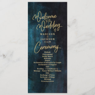 Programme de mariage à l'aquarelle bleu marine et