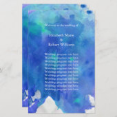 Programme de mariage à l'aquarelle bleue (Devant / Derrière)