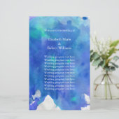 Programme de mariage à l'aquarelle bleue (Debout devant)