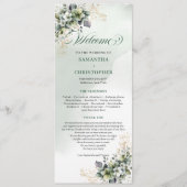 Programme de mariage à l'aquarelle botanique vert (Devant)