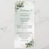 Programme de mariage à l'aquarelle botanique vert (Devant)