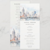 Programme de mariage à l'aquarelle de Détroit Mich (Devant / Derrière)