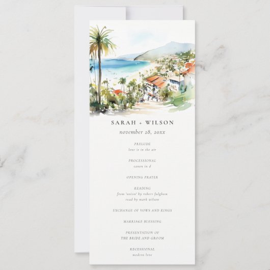 Programme de mariage à l'aquarelle de Puerto Valla (Devant)