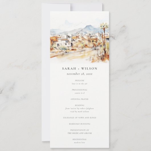Programme de mariage à l'aquarelle de Tucson Arizo (Devant)