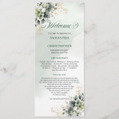 Programme de mariage à l'aquarelle de verdure vert (Devant)