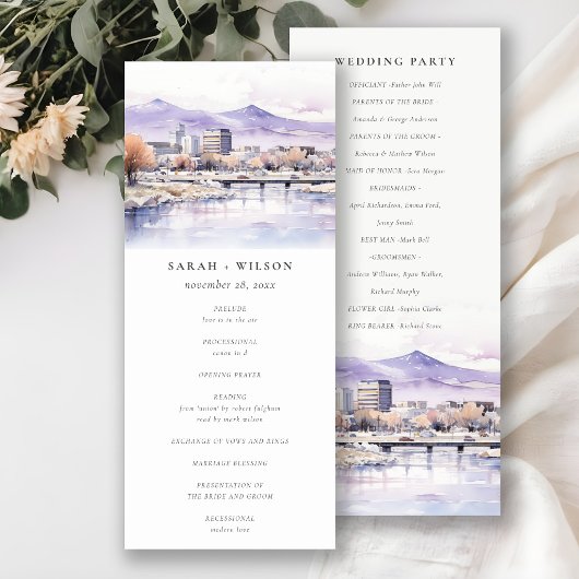 Programme de mariage à l'aquarelle du paysage de B