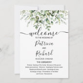 Programme de mariage à l'aquarelle Eucalyptus verd (Devant)