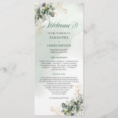 Programme de mariage à l'aquarelle Feuillage Or Ve (Devant)