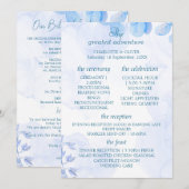 Programme de mariage à l'aquarelle florale bleu po (Devant / Derrière)