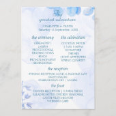 Programme de mariage à l'aquarelle florale bleu po (Devant)