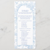 Programme de mariage à l'aquarelle florale bleue é (Dos)