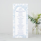 Programme de mariage à l'aquarelle florale bleue é (Debout devant)
