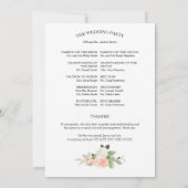 Programme de mariage à l'aquarelle florale de rose (Dos)