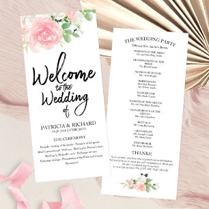 Programme de mariage à l'aquarelle florale de rose