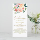 Programme de mariage à l'aquarelle florale dorée é (Debout devant)