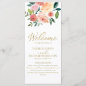 Programme de mariage à l'aquarelle florale dorée é (Devant)