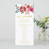 Programme de mariage à l'aquarelle florale or blan (Debout devant)