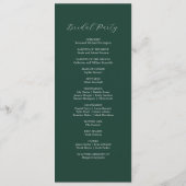 Programme de mariage à l'aquarelle Gold Green (Dos)