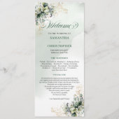 Programme de mariage à l'aquarelle Or Vert (Devant)