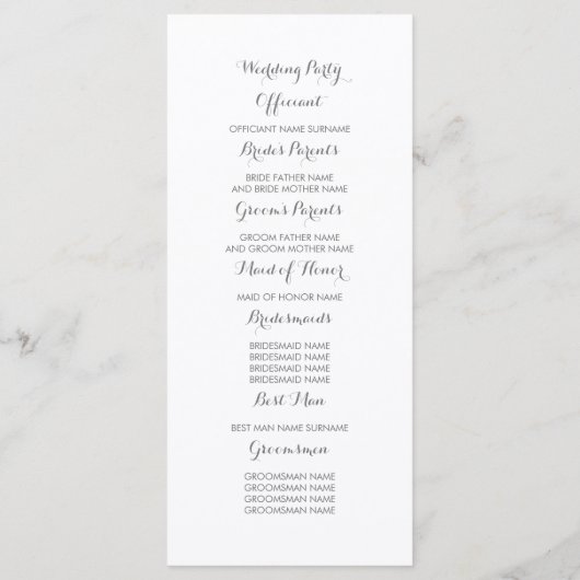 Programme de mariage à l'aquarelle rose pâle (Dos)