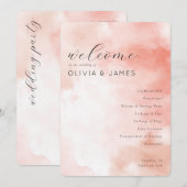 Programme de mariage à l'aquarelle rose romantique (Devant / Derrière)