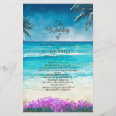 Programme de mariage à l'aquarelle sur l'océan ble (Devant)