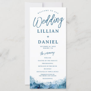 Programme de mariage à l'aquarelle sur l'océan de
