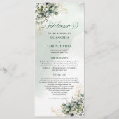 Programme de mariage à l'aquarelle Vert Botanique (Devant)