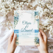 Programme de mariage à l'arche florale bleue de Bo