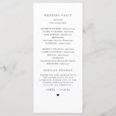 Programme de mariage à l'écriture calligraphique é (Dos)