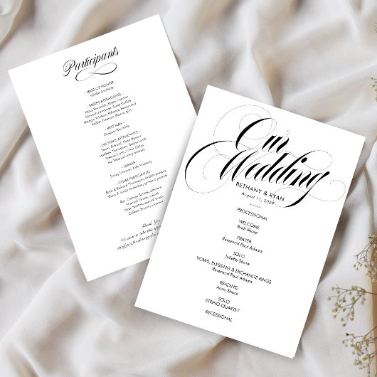 Programme de mariage à l'écriture élégante