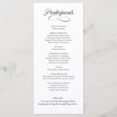 Programme de mariage à l'écriture élégante (Dos)