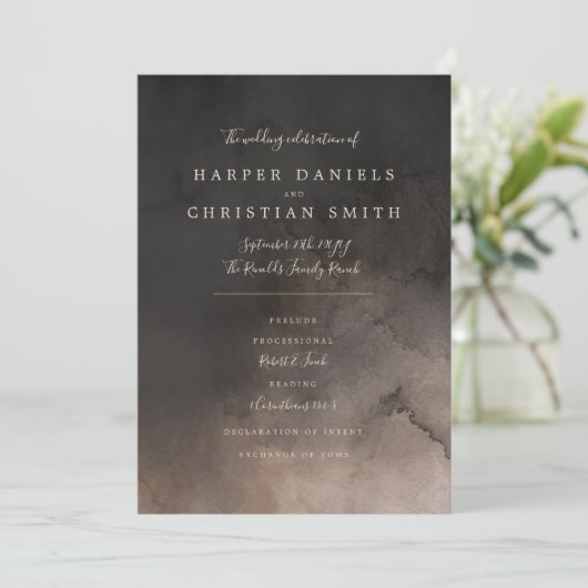 Programme de mariage à l'encre noire (Debout devant)