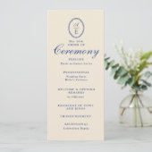 Programme de mariage à monogramme bleu français (Debout devant)