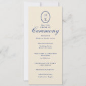 Programme de mariage à monogramme bleu français (Devant)