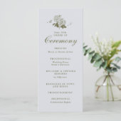 Programme de mariage à monogramme botanique olive (Debout devant)