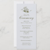 Programme de mariage à monogramme botanique olive (Devant)