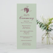 Programme de mariage à monogramme de raisin vert j (Debout devant)