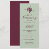 Programme de mariage à monogramme de raisin vert j (Devant / Derrière)