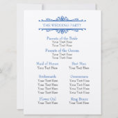 Programme de mariage à monogramme papillon bleu (Dos)
