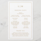 Programme de mariage à monogramme simple en or ant (Dos)