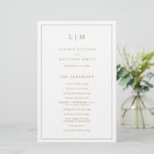 Programme de mariage à monogramme simple en or ant (Debout devant)